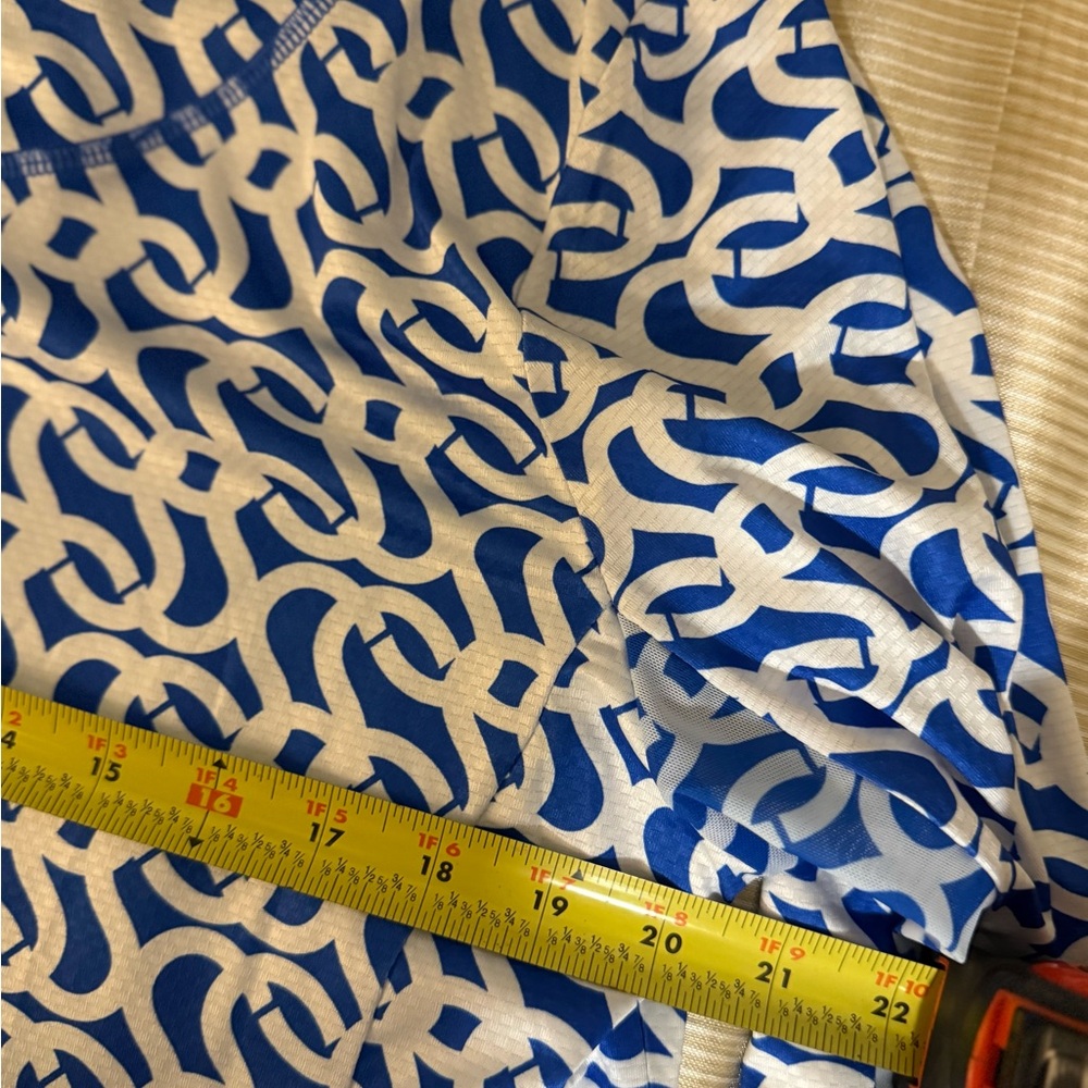 Gottex Blue and White Patterned Long Sleeve Top - Picture 4 of 5